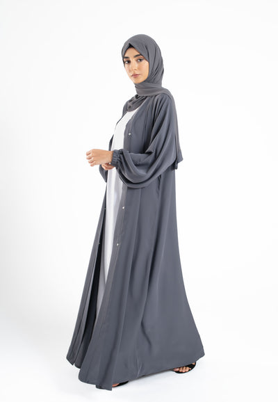 Pebble Grey Open Abaya