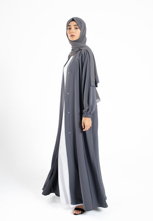 Plain Grey Open Abaya