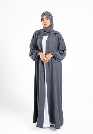 Grey Abaya Open Online