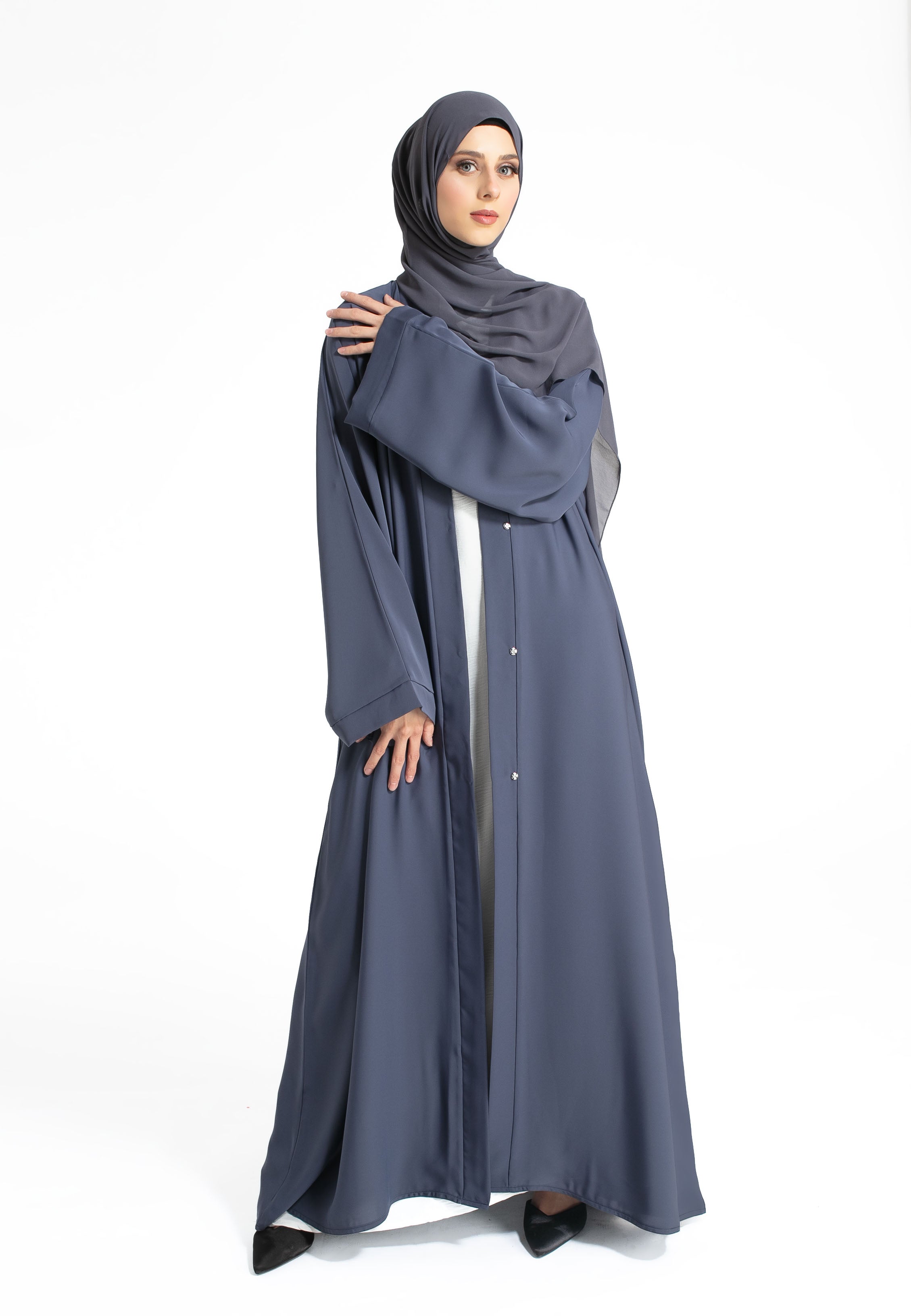 Grey Nida Open Abaya