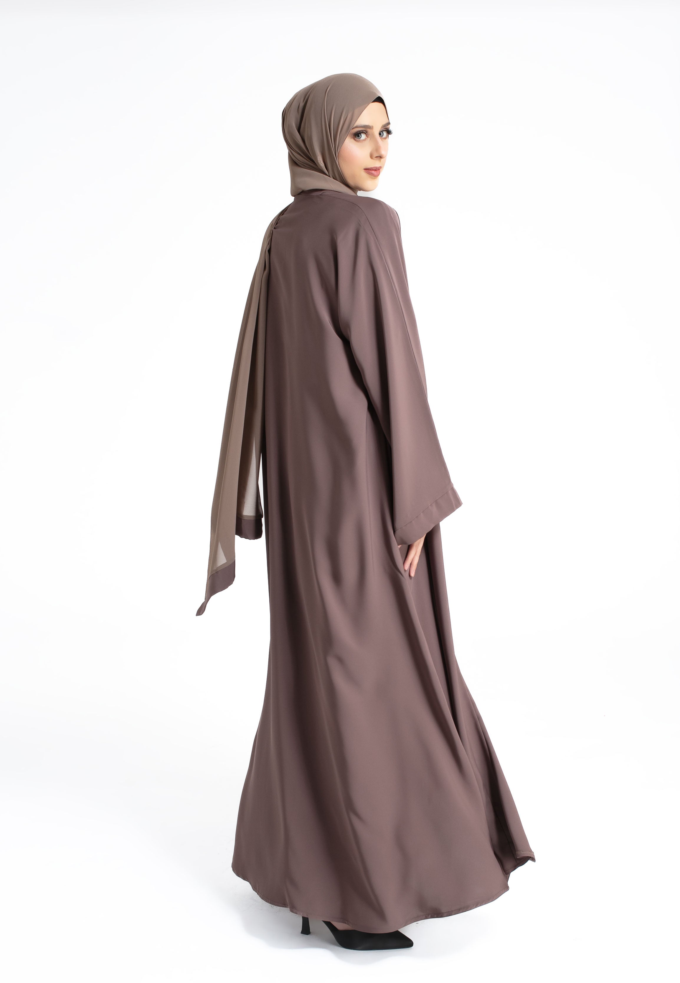 Taupe Open Abaya