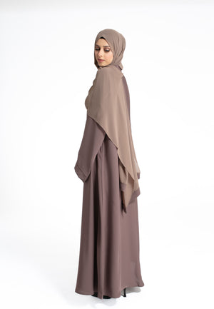 Plain Open Abaya - Taupe