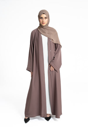 Plain Taupe Open Abaya