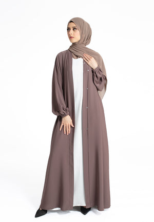 Abaya Lounge Taupe Open Abaya