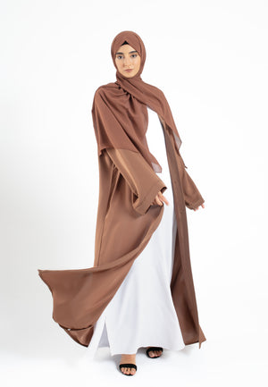 Plain Open Abaya - Toffee