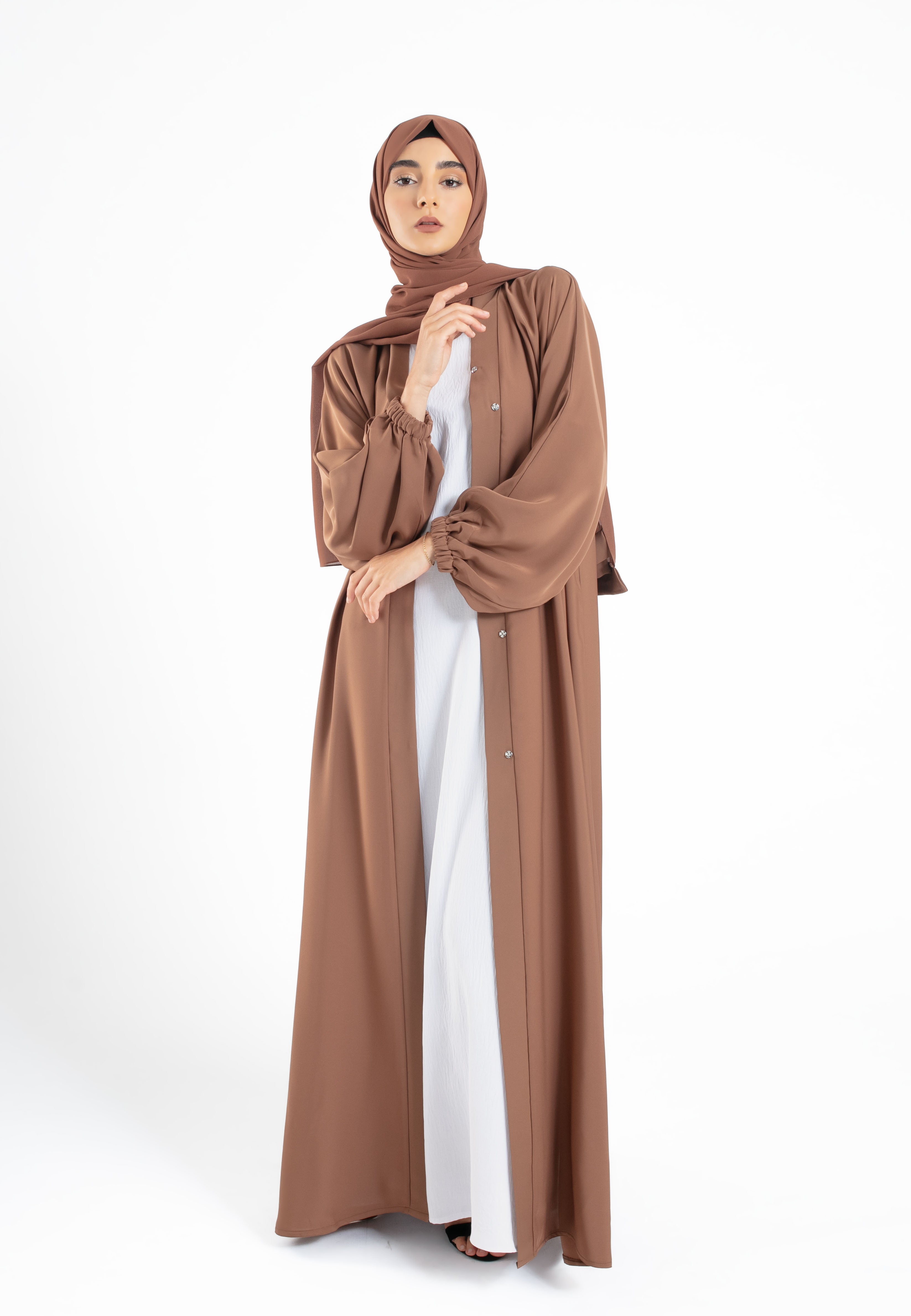 Plain Toffee Open Abaya