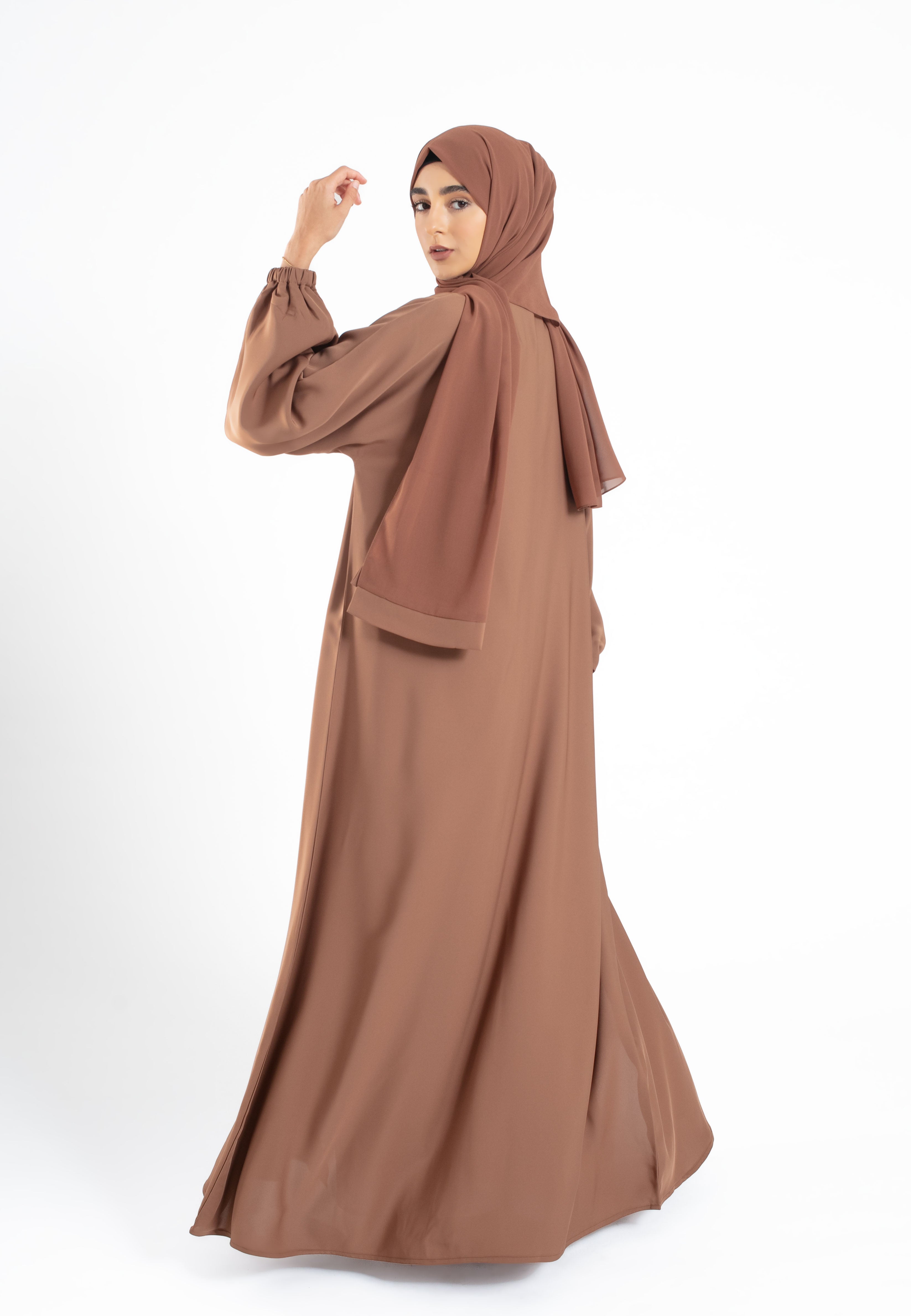 Plain Open Abaya - Toffee