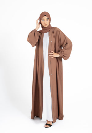 Toffee Plain Open Abaya