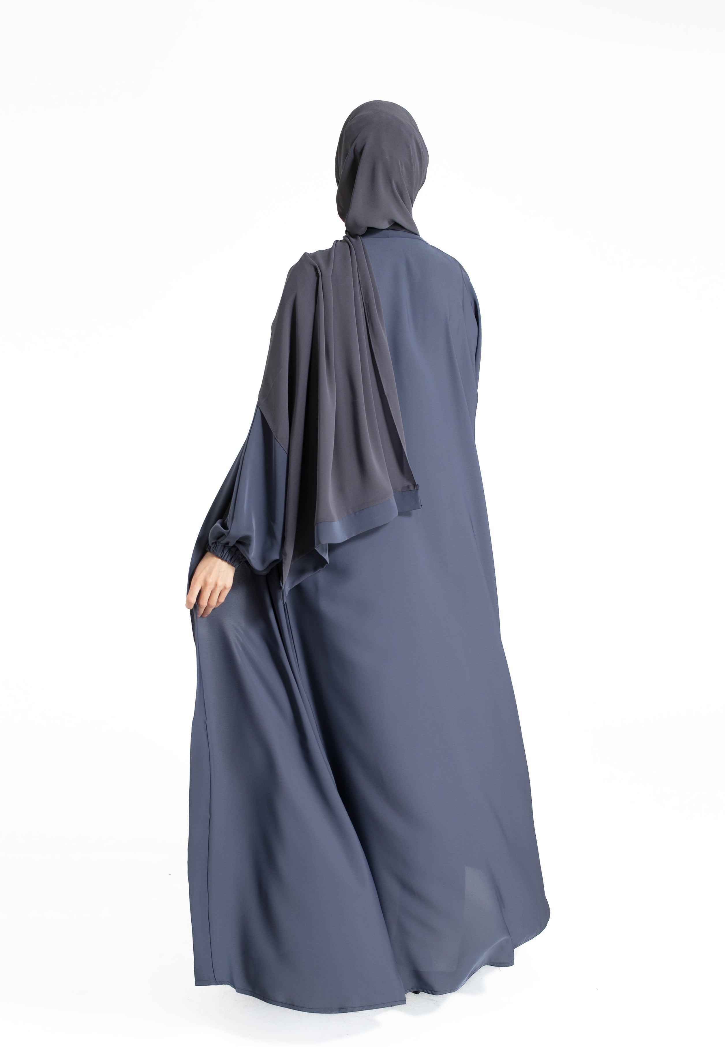 Slate Grey Cuff Sleeves Abaya