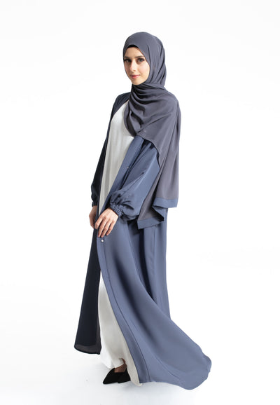 Plain Grey Open Abaya Online