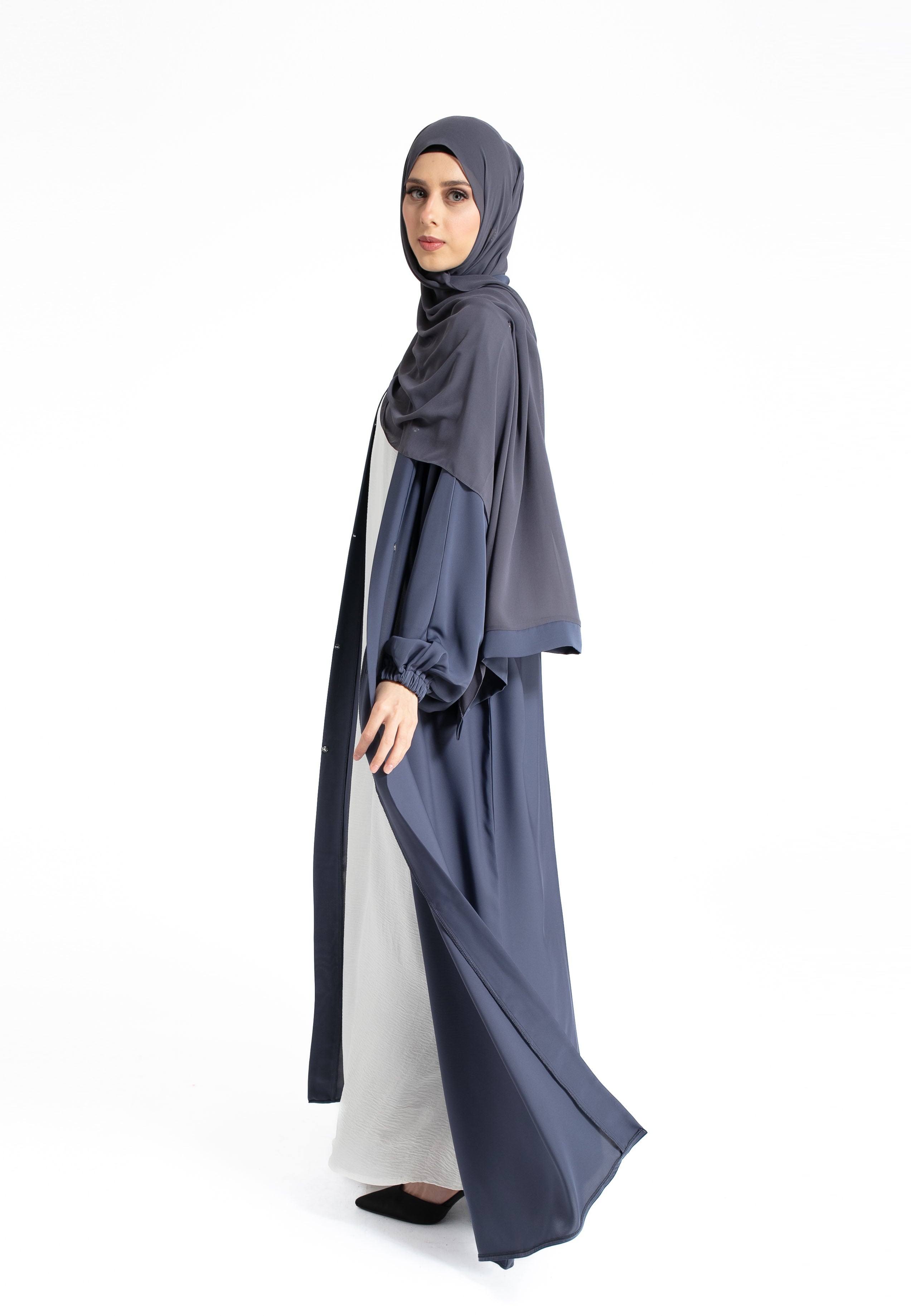 Grey Open Abaya - Slate Grey