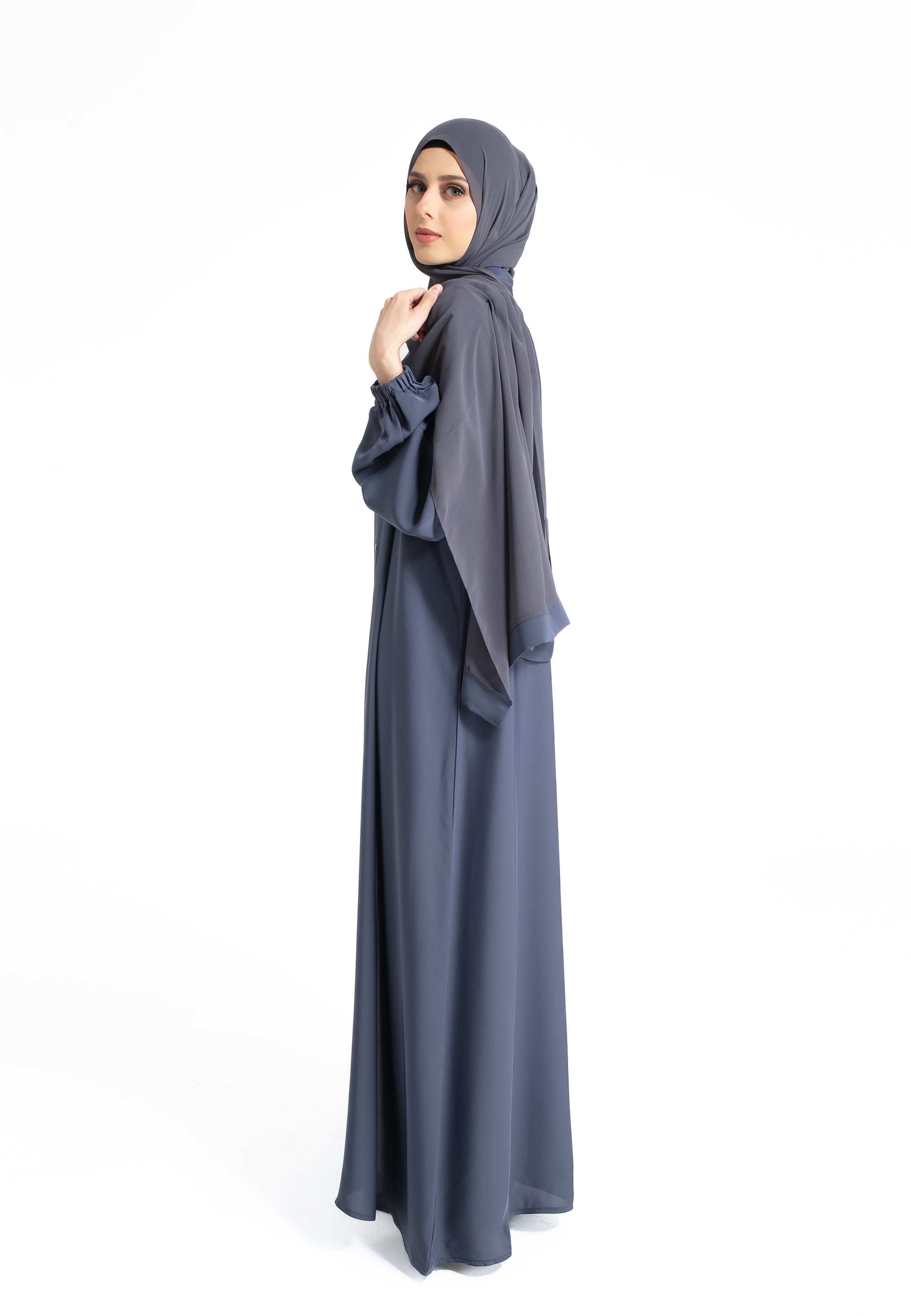 Slate Grey Open Abaya