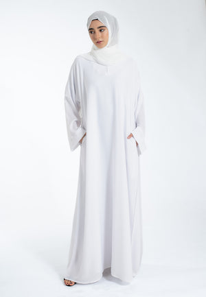 Pure White Pocket Abaya