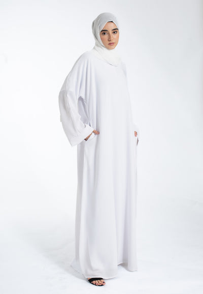 Pure White Pocket Abaya