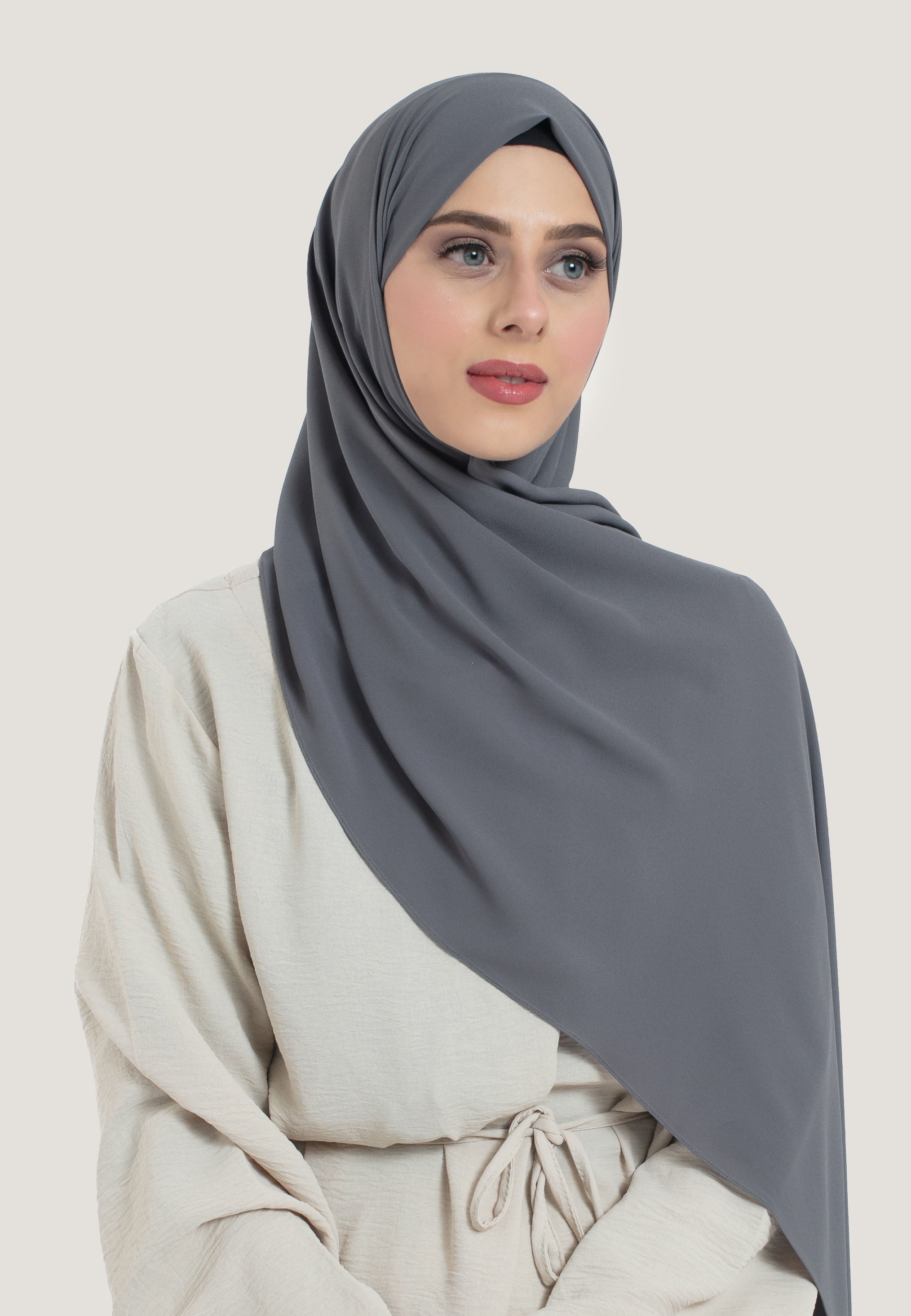 Grey Georgette Hijab