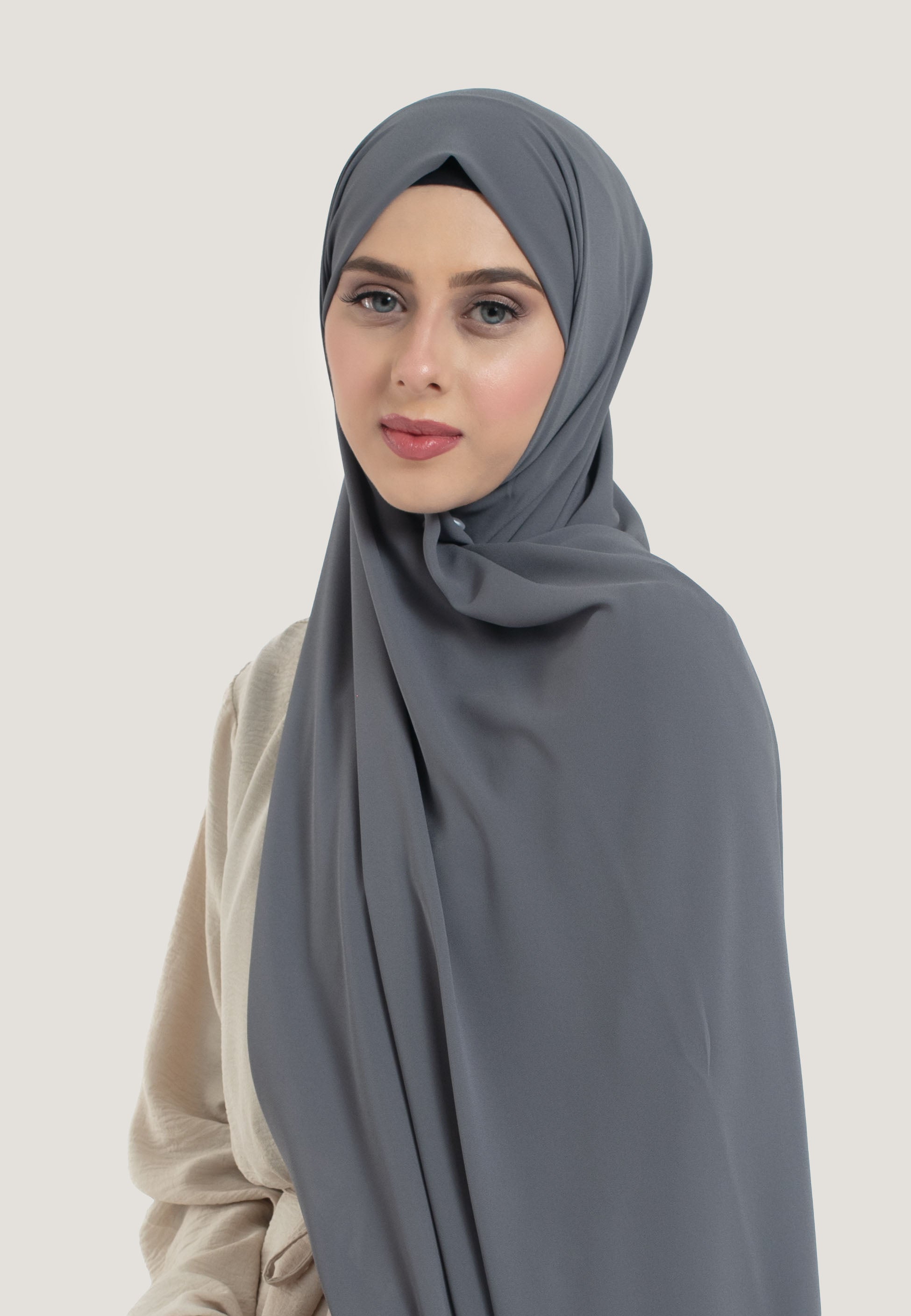 Grey Georgette Hijab