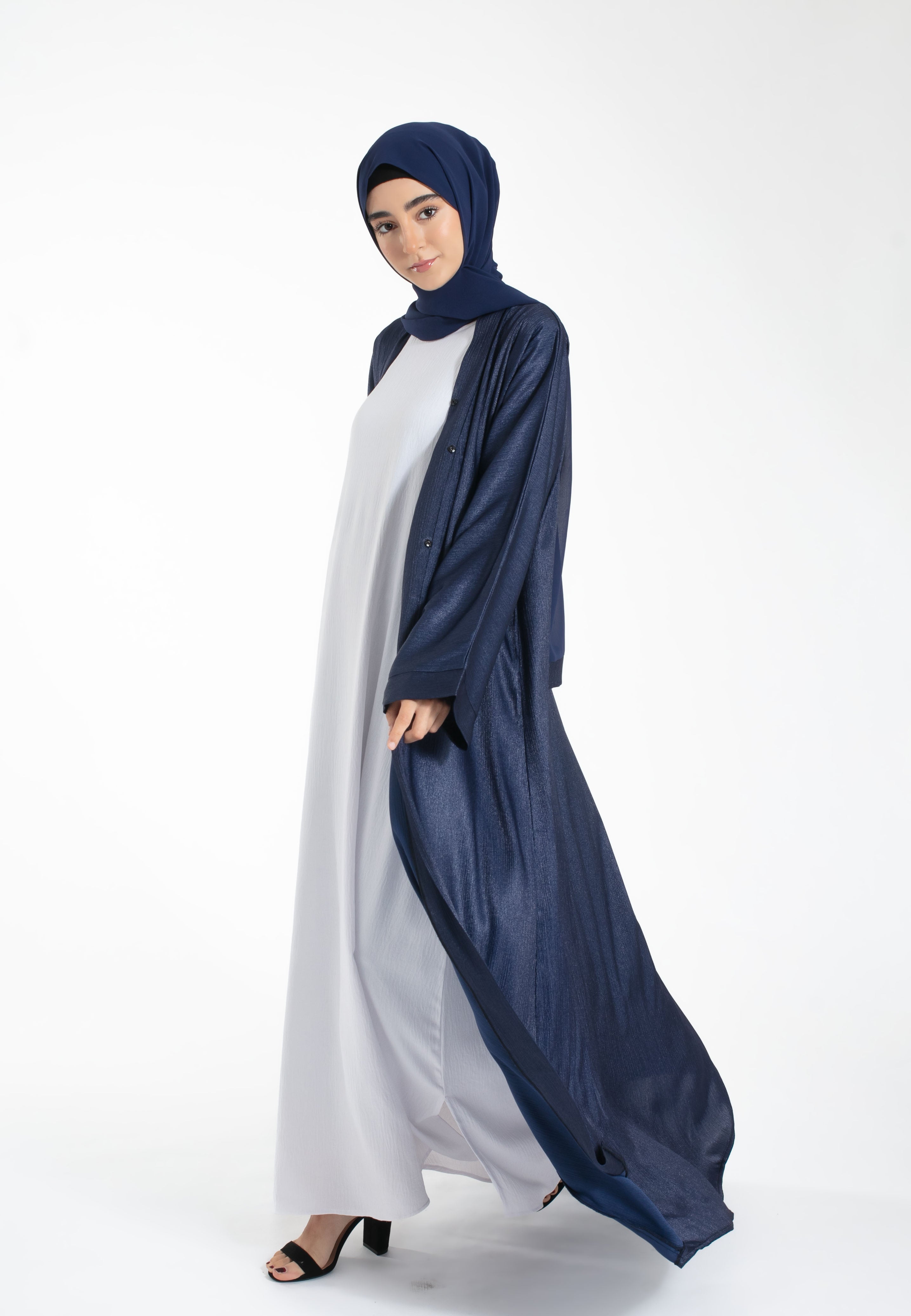 Shimmer Open Abaya - Sapphire Navy