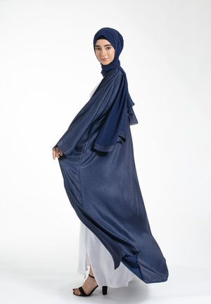 Luxury Shimmer Plain Abaya - Sapphire Navy