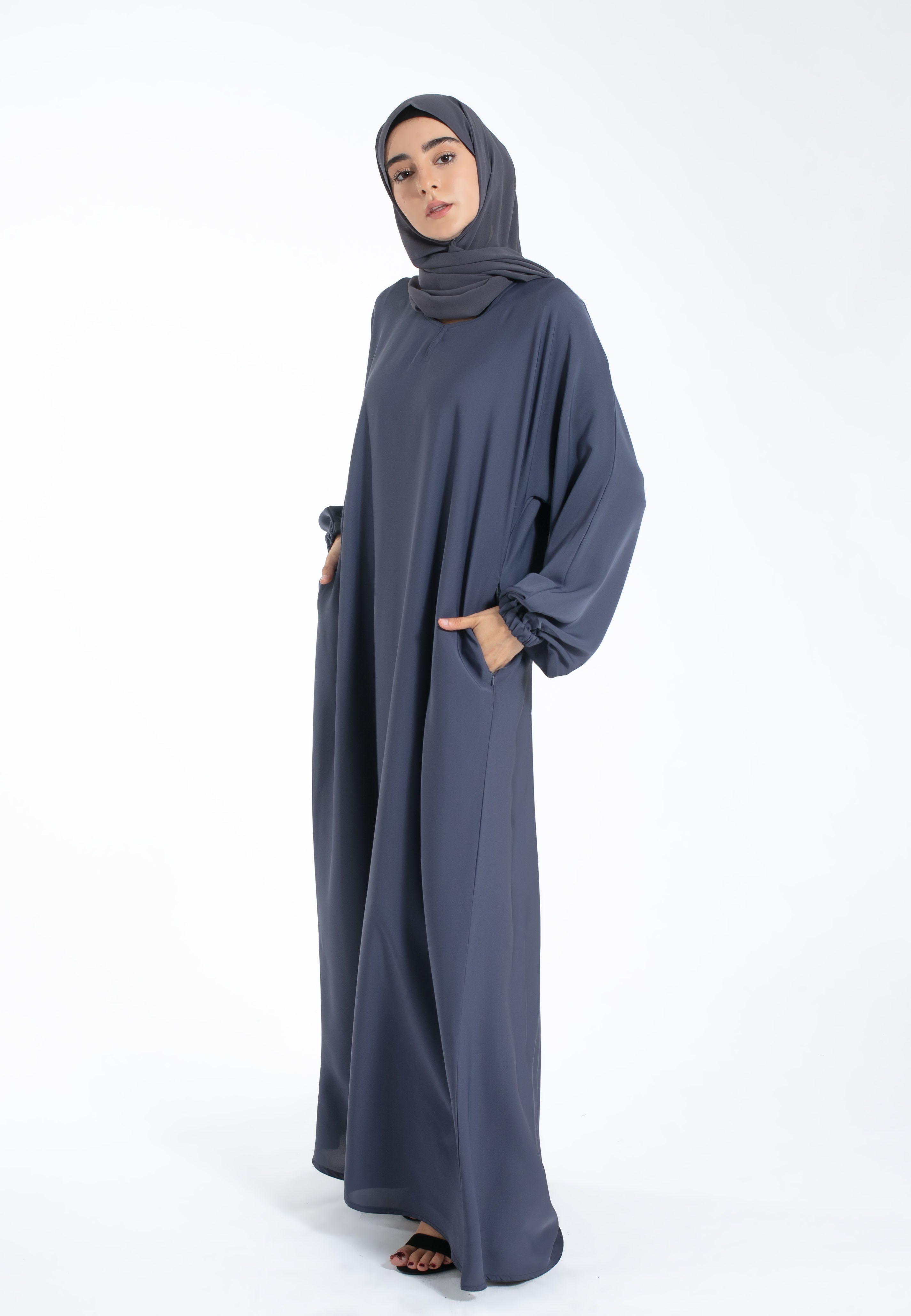 Grey Pockets Abaya