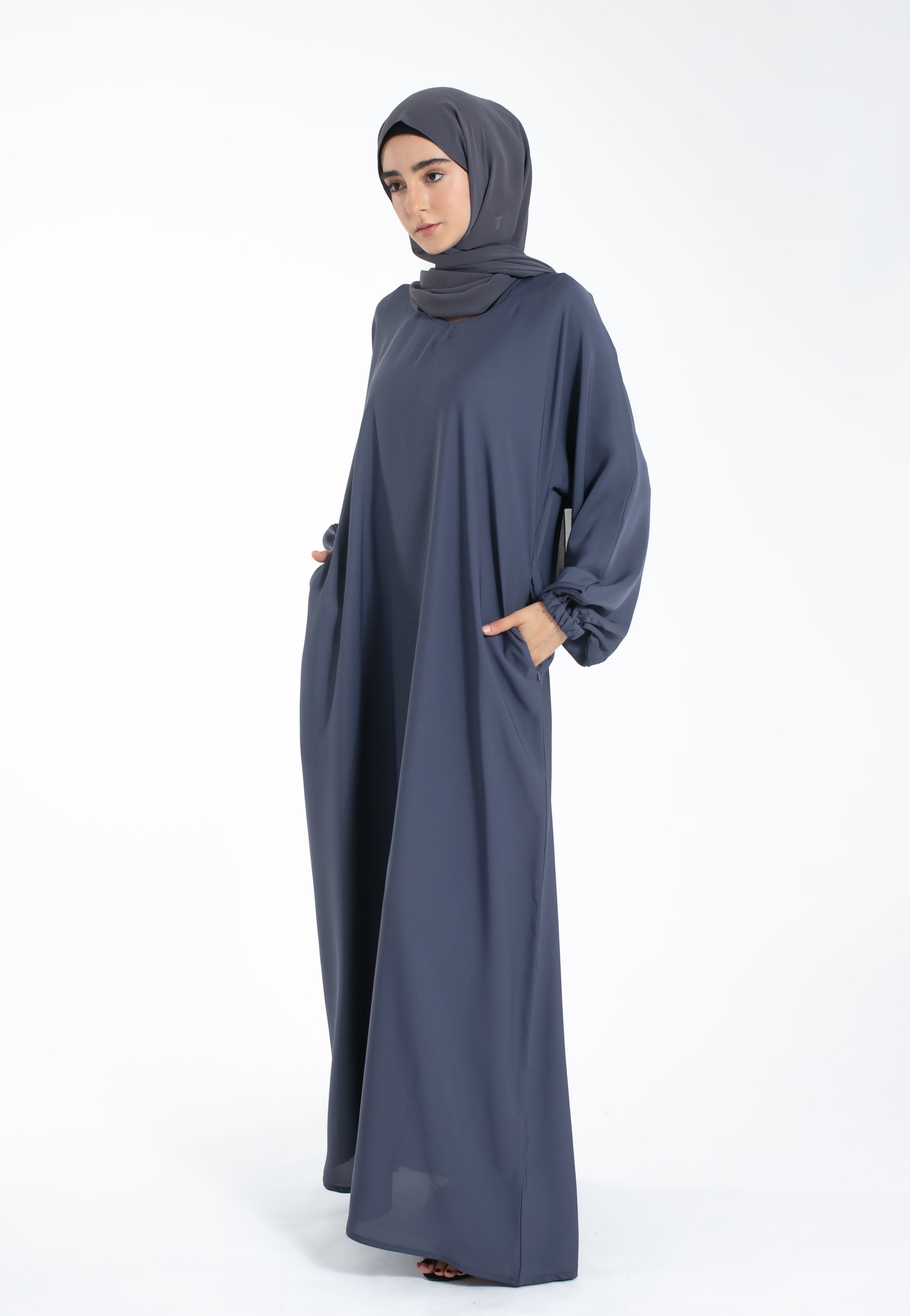 Slate Grey Pocket Abaya