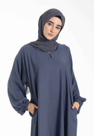 Plain Slate Grey Abaya with Pockets