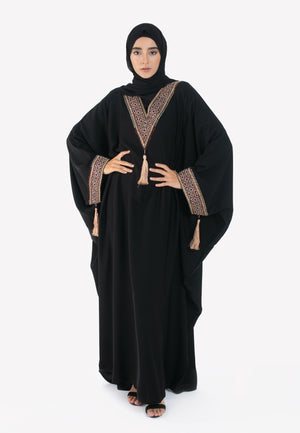 Tatreez Batwing Abaya - V-Neckline