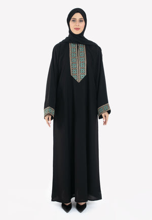 Tatreez Closed Abaya - Front