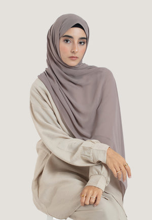 Taupe Crepe Chiffon Hijab