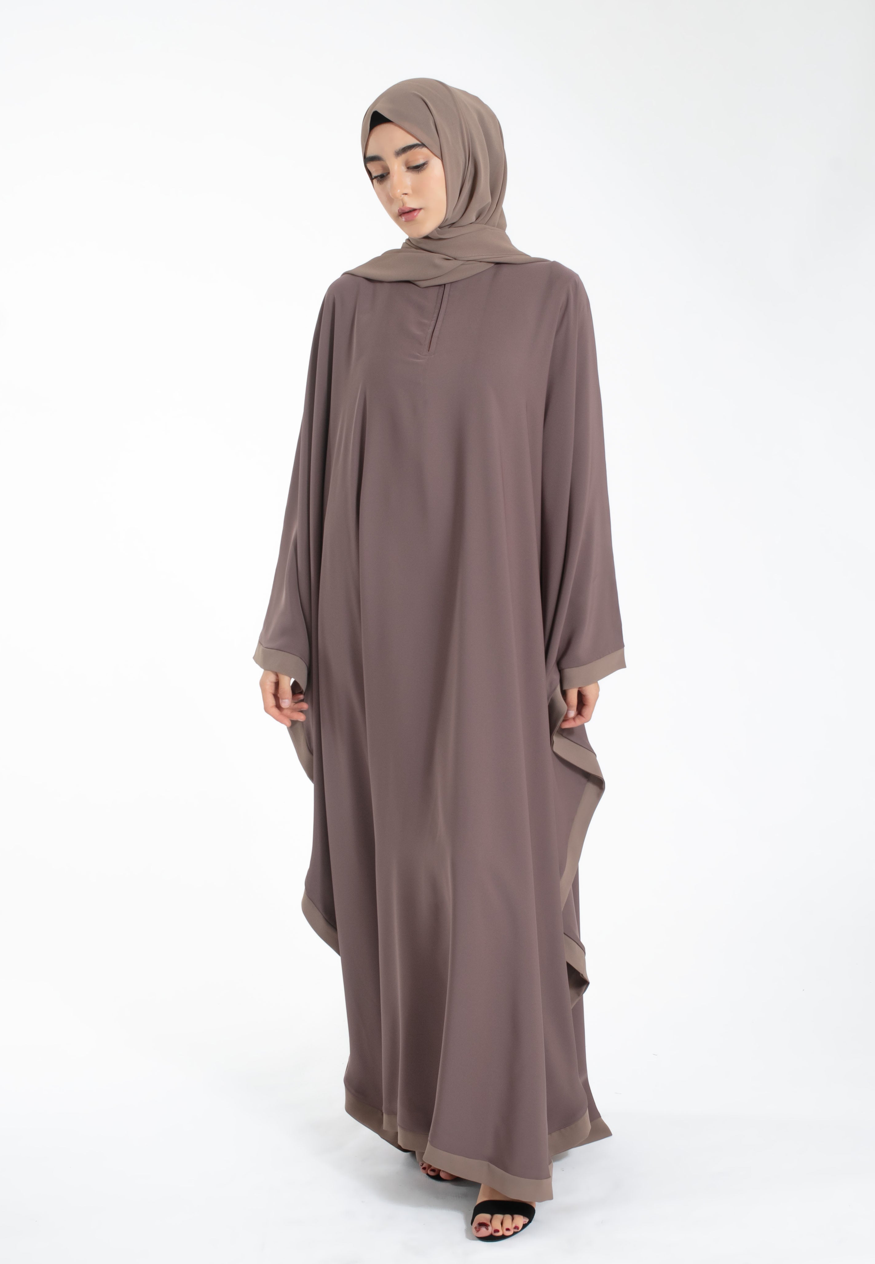 Plain Taupe Butterfly Abaya