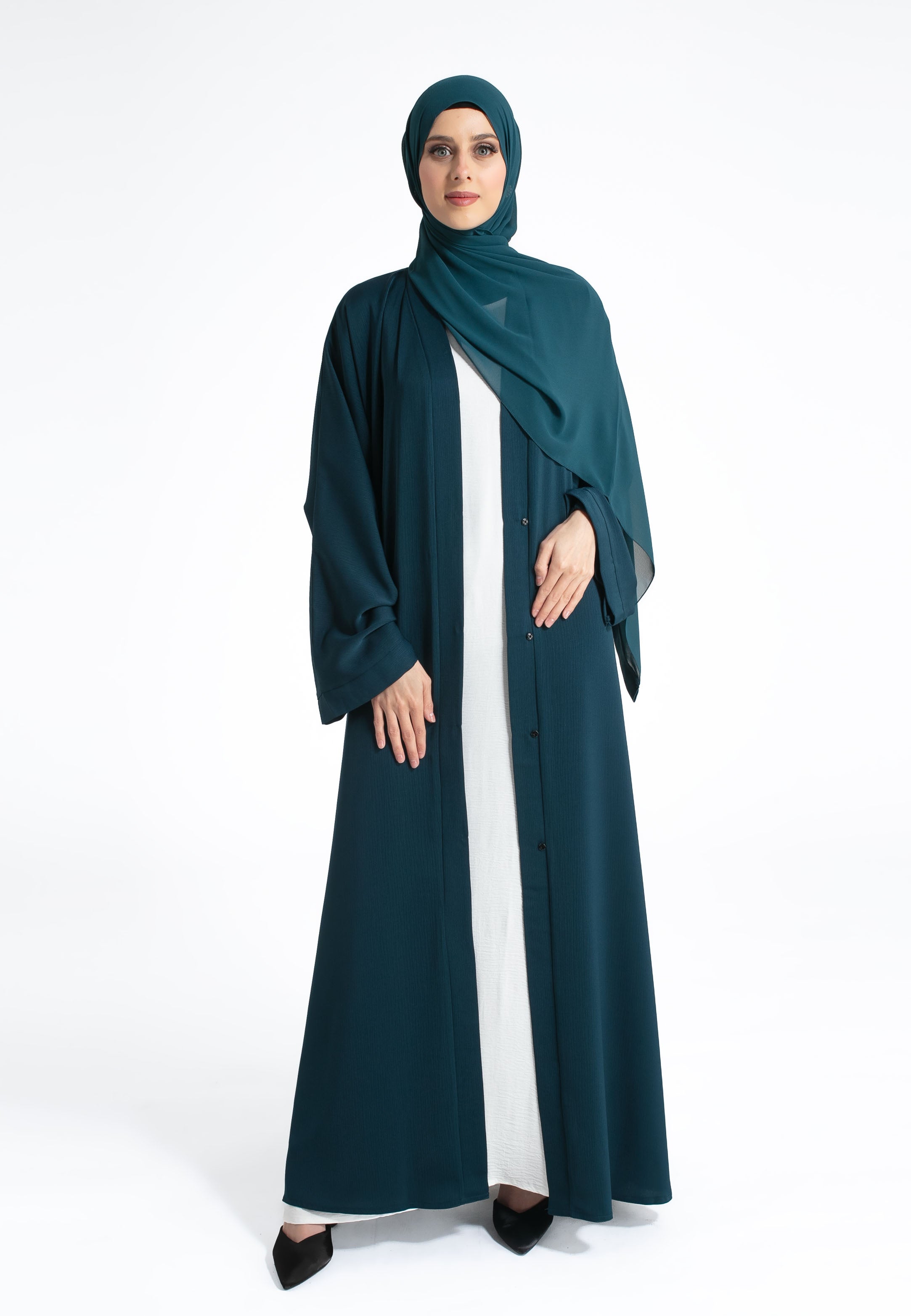 Open Abaya in Colour Teal