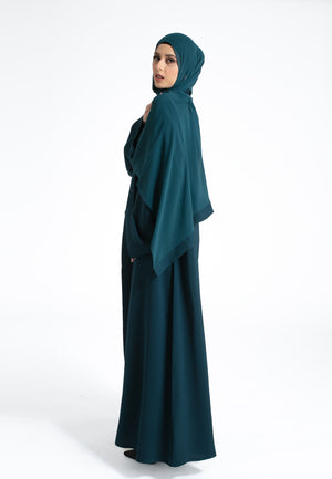 Teal Textured Open Abaya