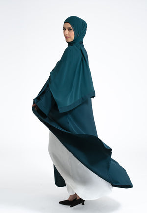 Teal Textured Open Abaya