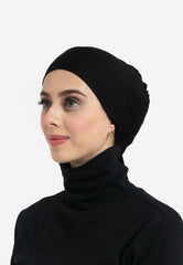 Black Tie-Back Hijab Cap - Side