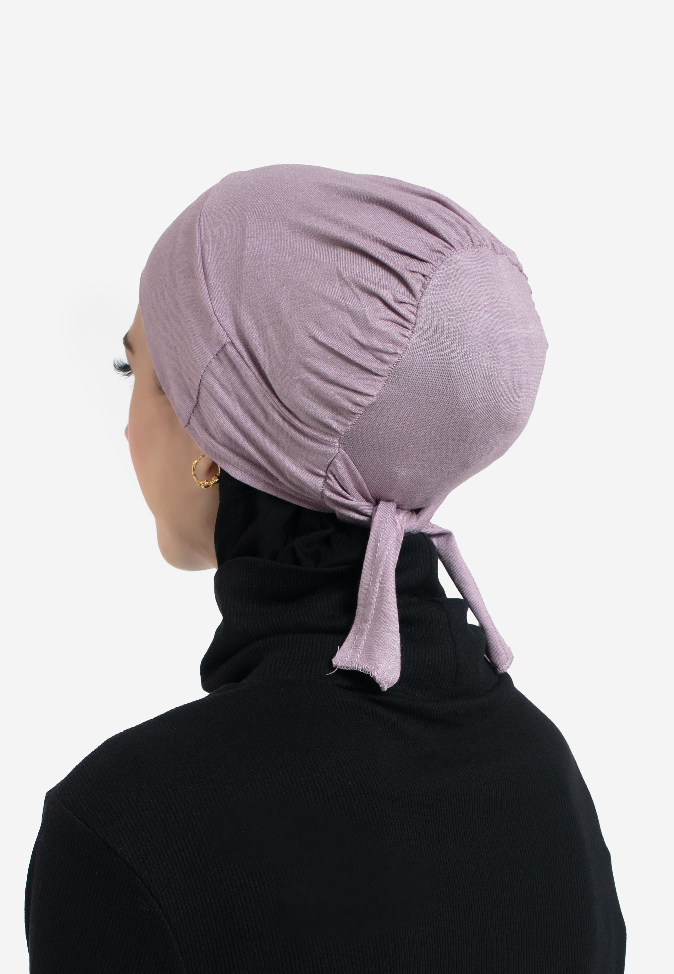 Mulberry Tie Back Hijab Cap - Back