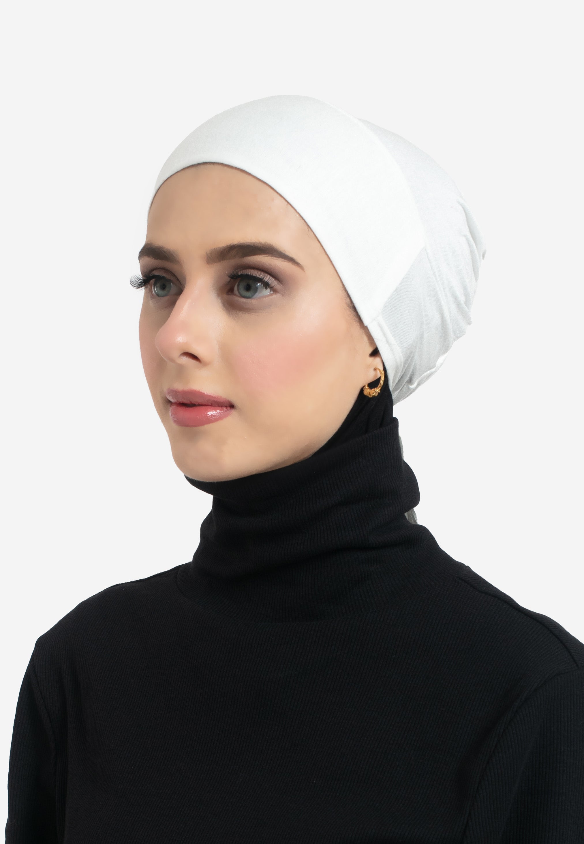 Off-White Tie Back Hijab Cap - Side