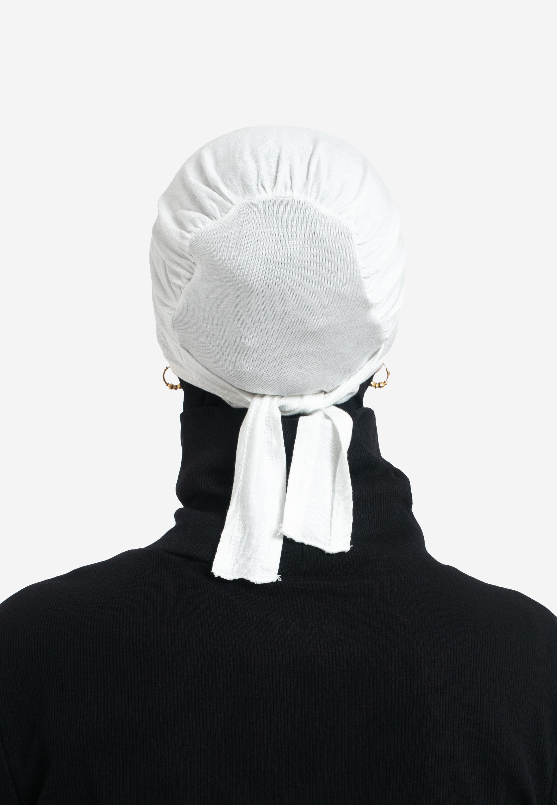 Off-White Tie Back Hijab Cap - Back