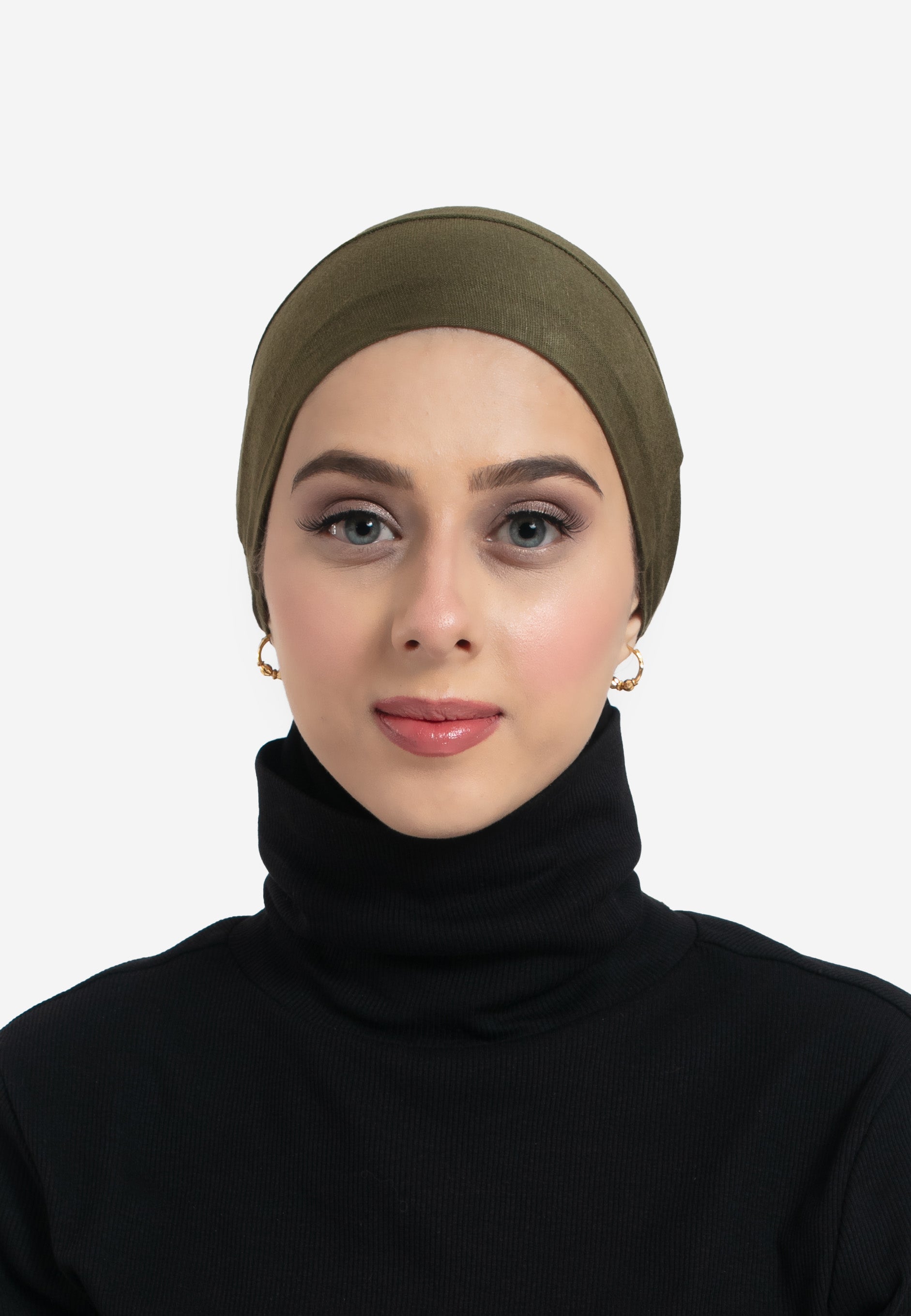 Olive Tie Back Hijab Cap - Front