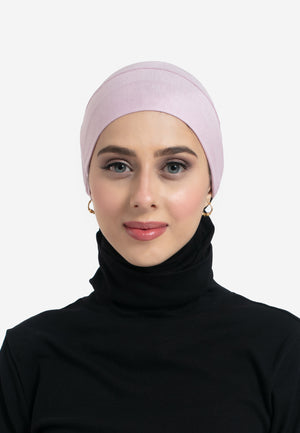 Pink Tie Back Hijab Cap - Front