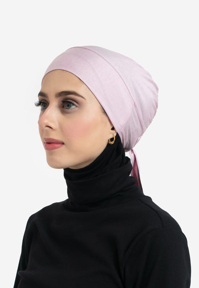 Pink Tie Back Hijab Cap - Side