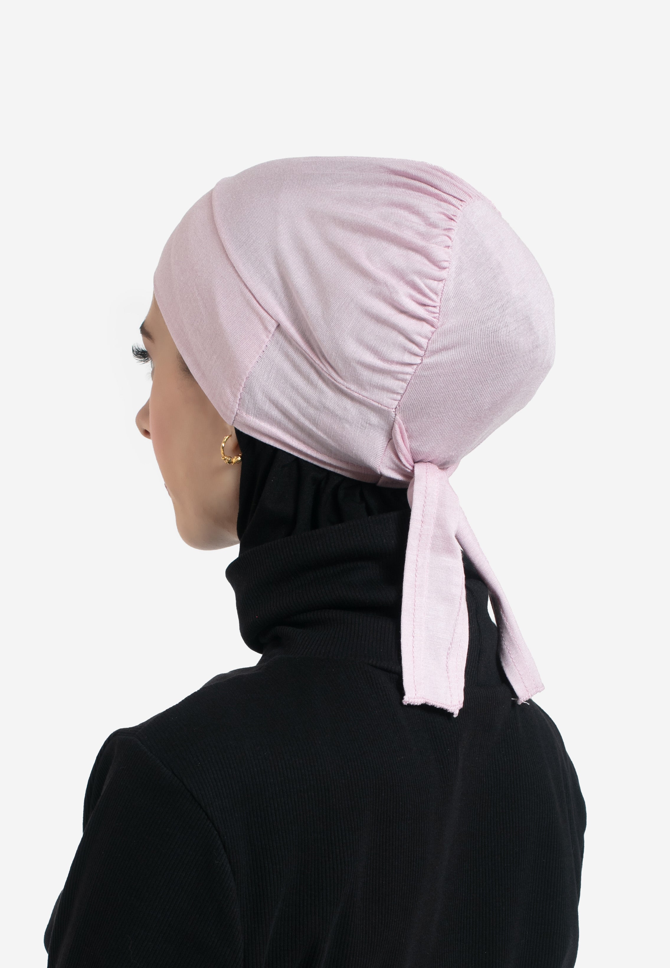 Pink Tie Back Hijab Cap - Back