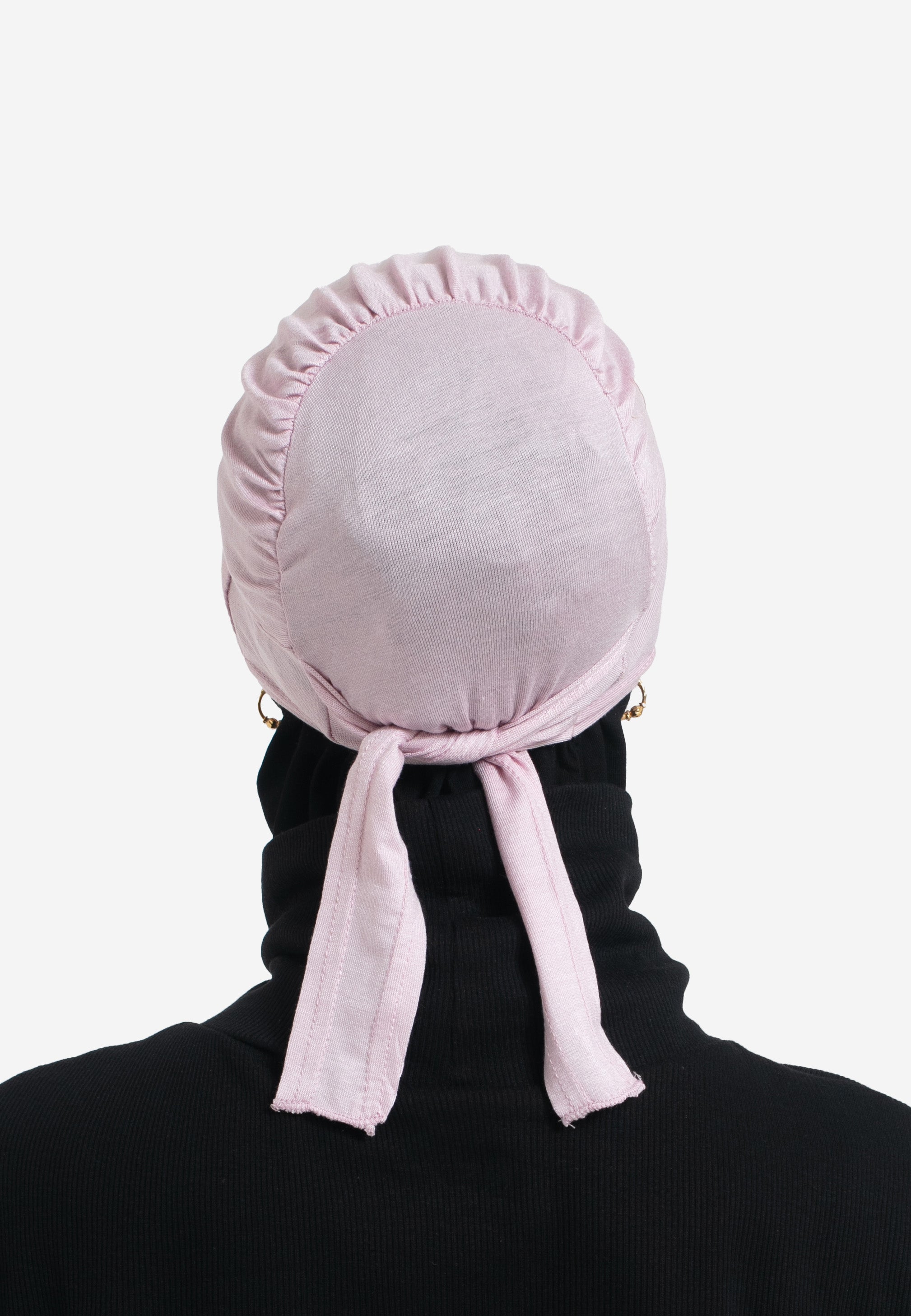 Pink Tie Back Hijab Cap - Back