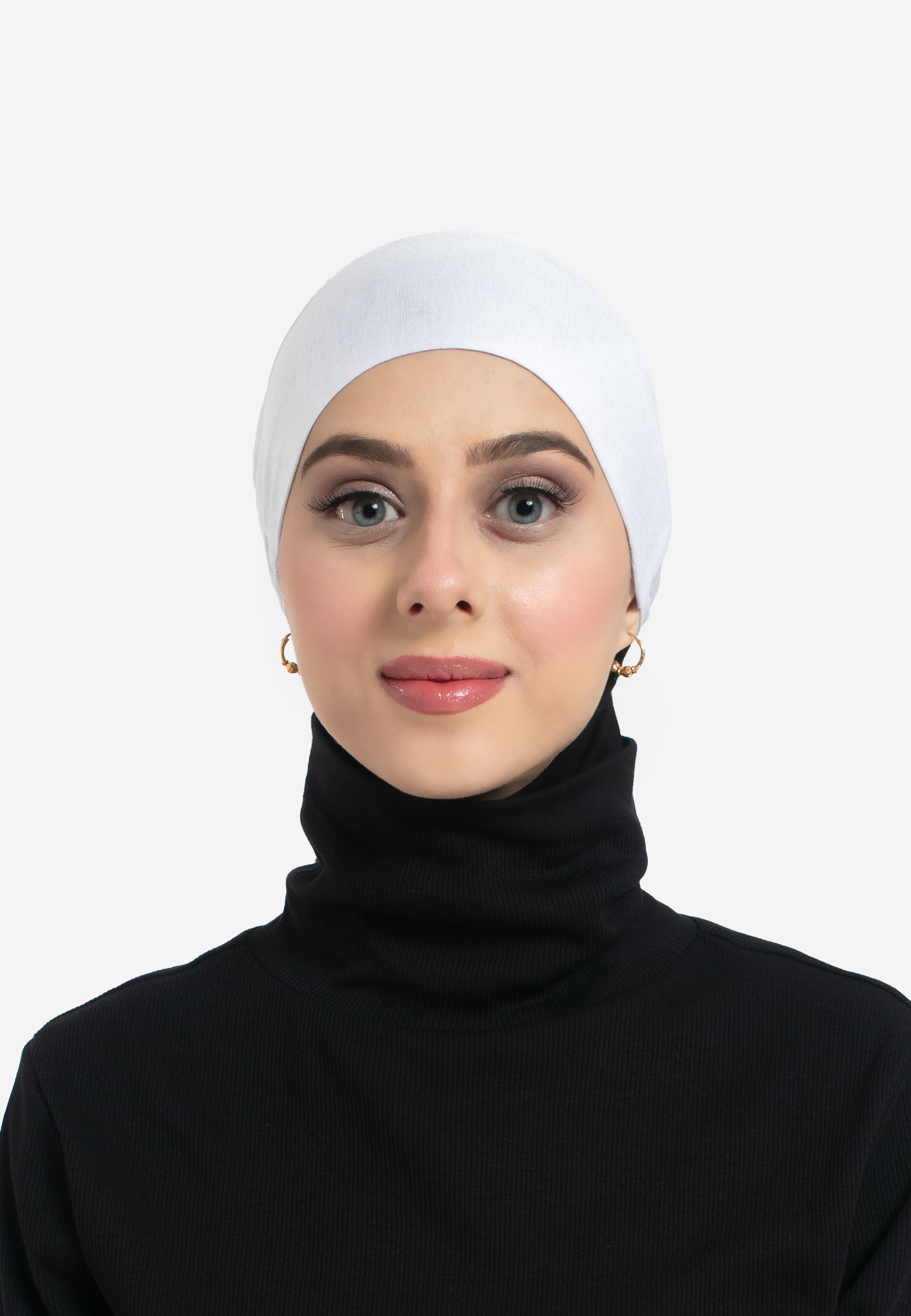 Pure White Tie Back Hijab Cap - Front