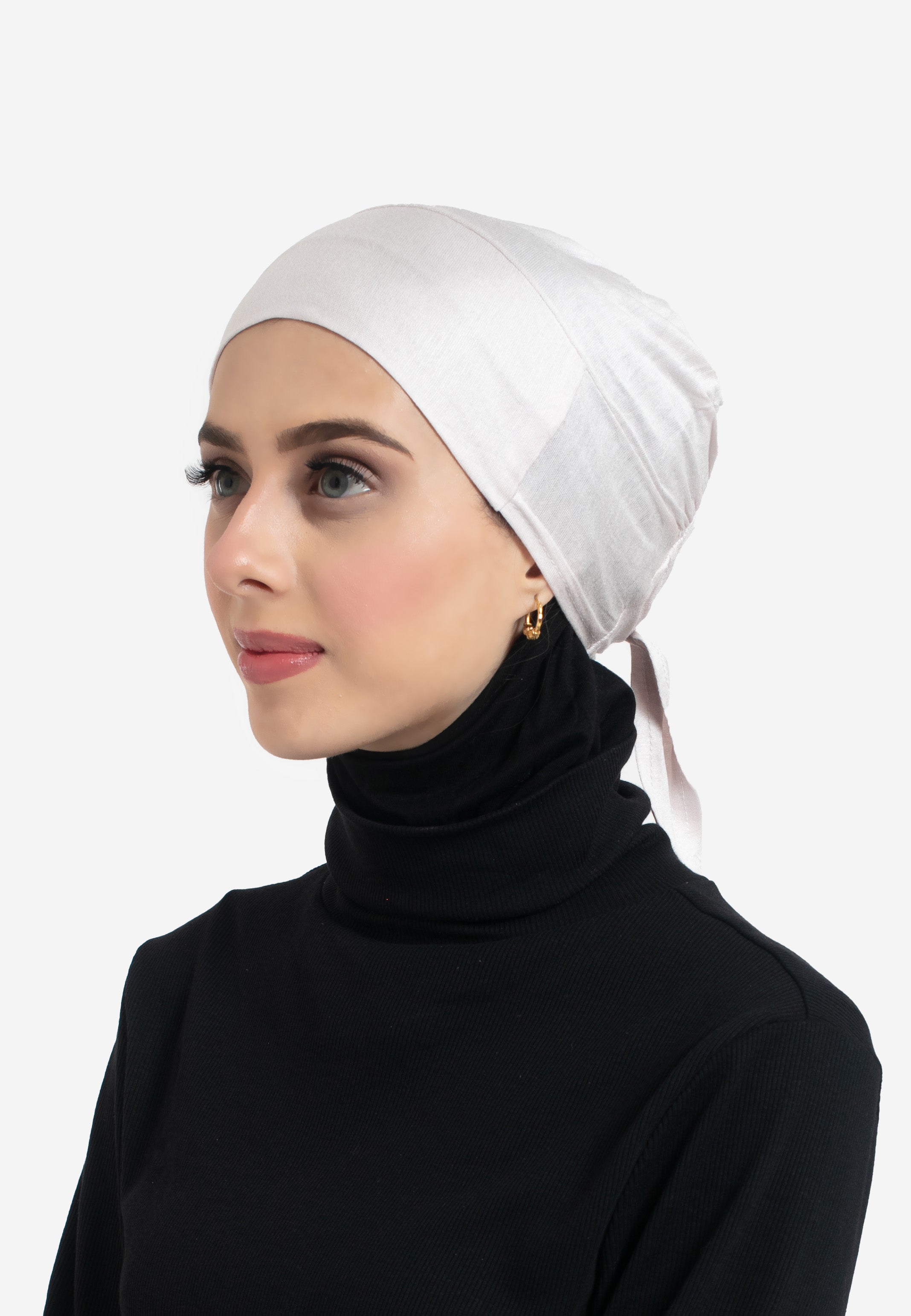 Oat Tie Back Hijab Cap - Side