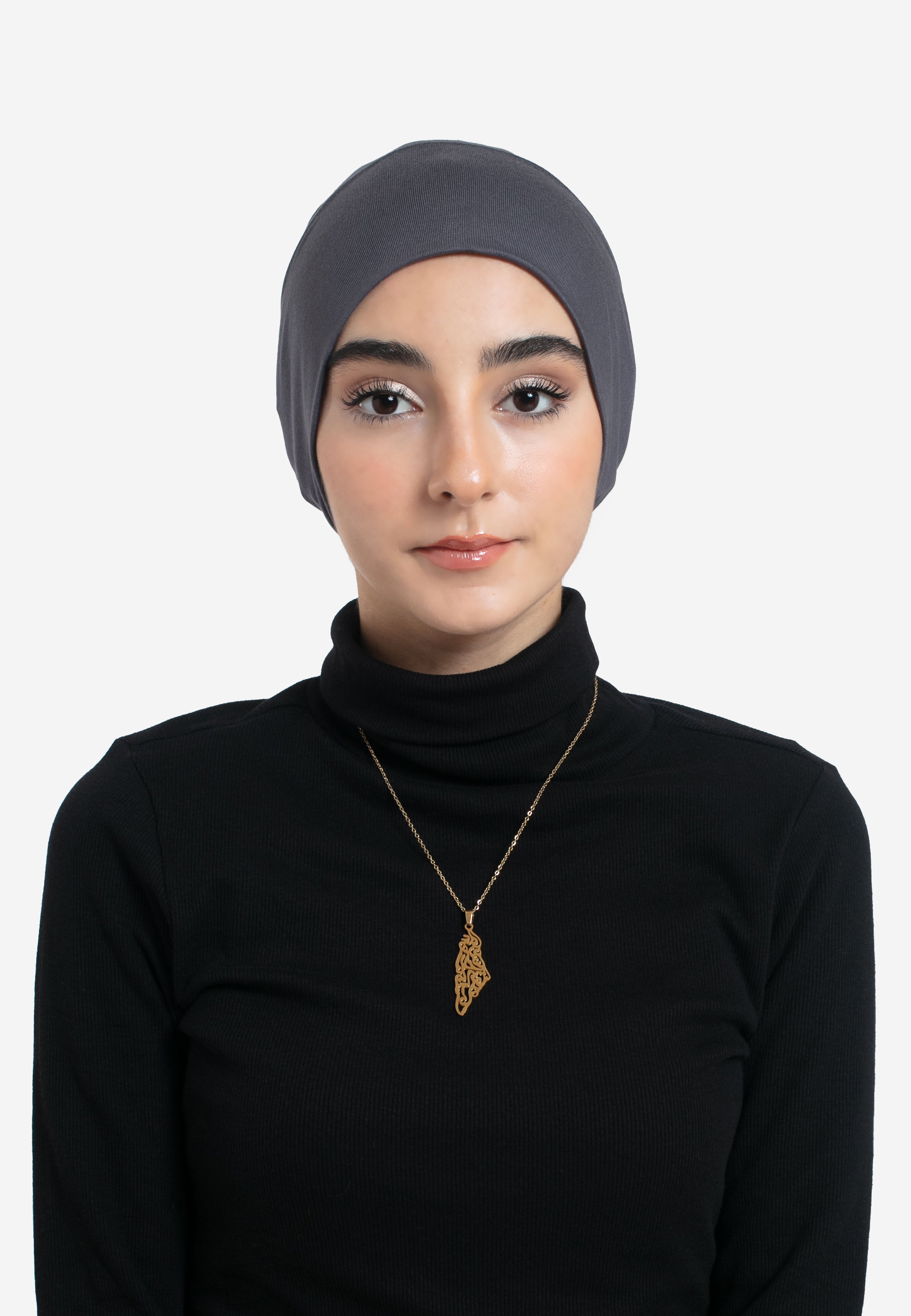 Charcoal Tube Hijab Cap - Front