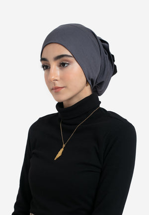 Charcoal Tube Hijab Cap - Side