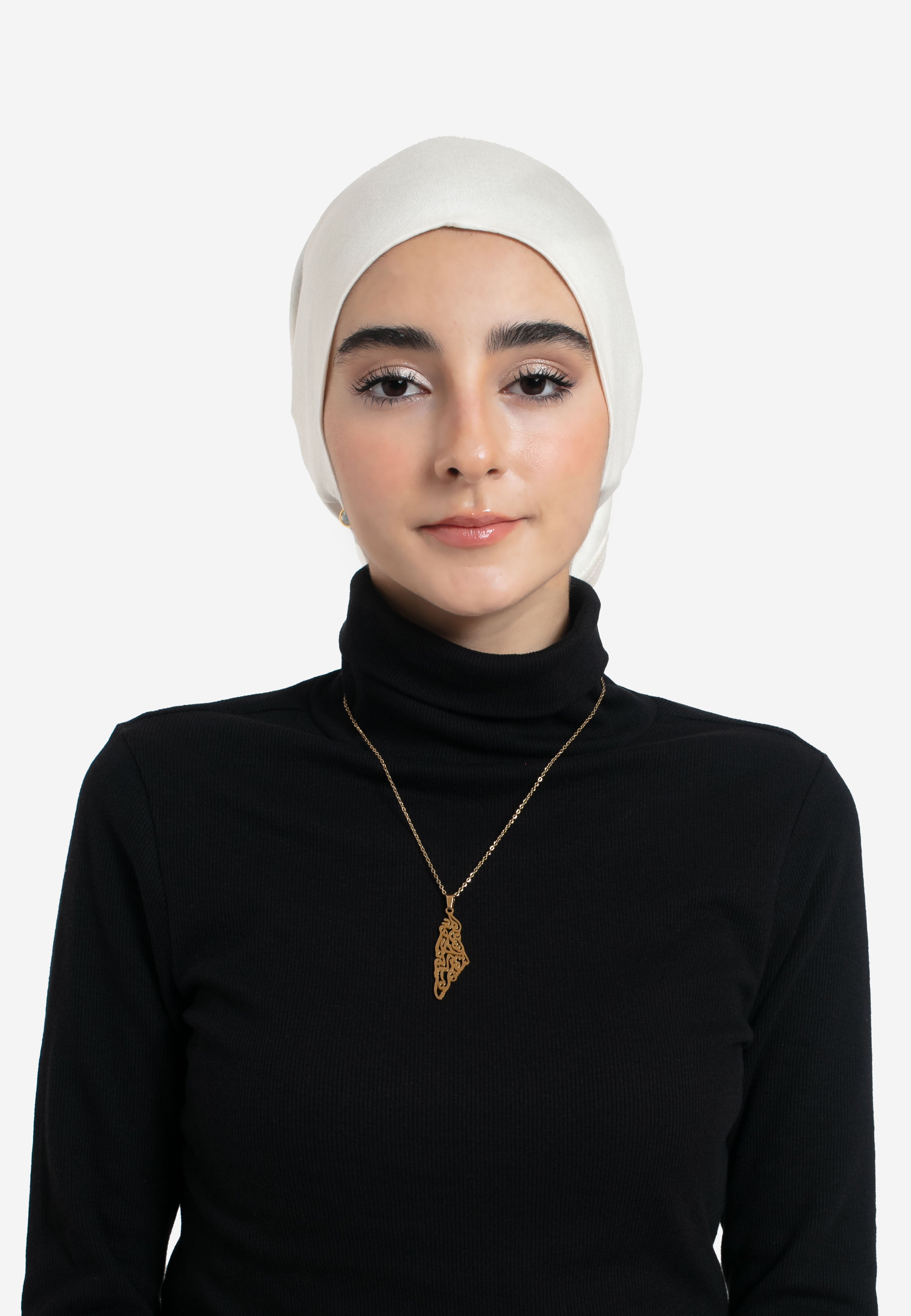 Cream Tube Hijab Cap - Front