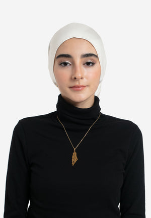 Cream Tube Hijab Cap - Front