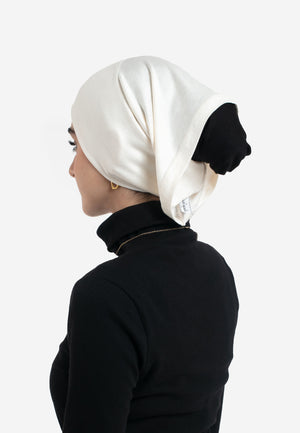 Cream Tube Hijab Cap - Back