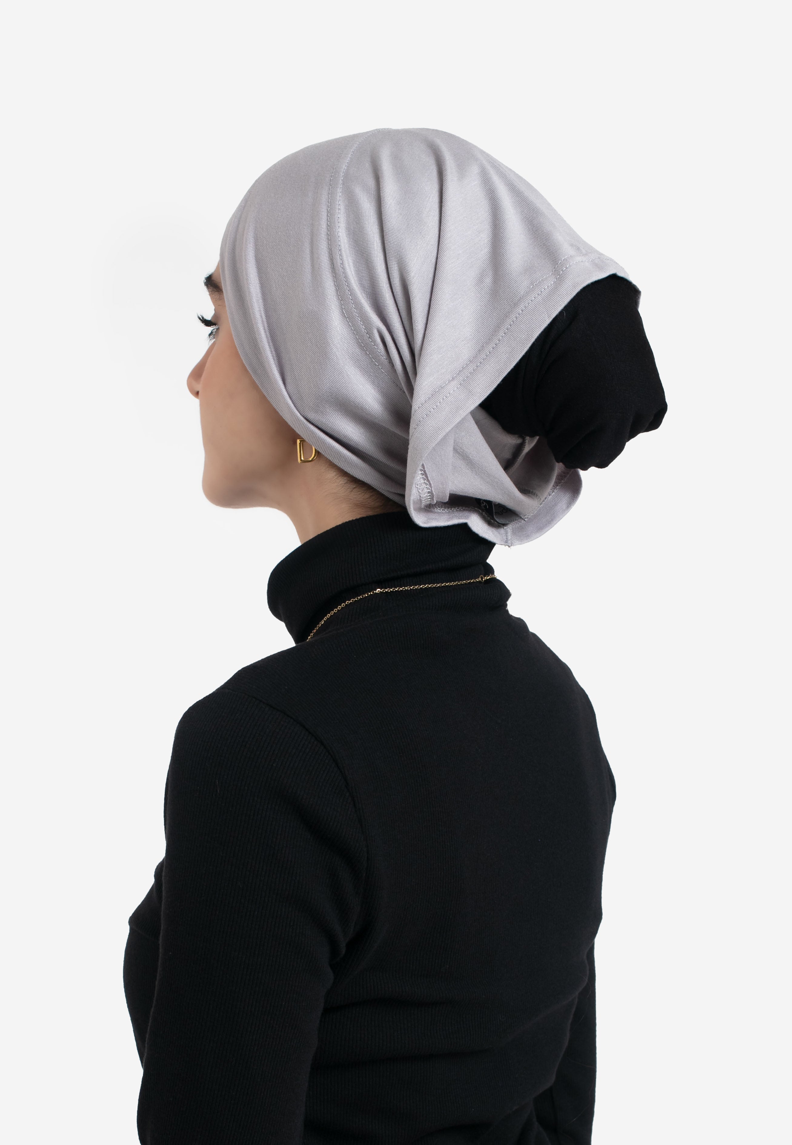 Grey Tube Hijab Cap - Back