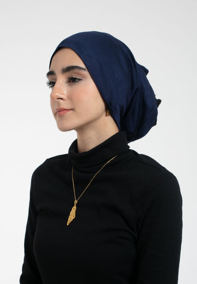 Navy Tube Hijab Cap - Side